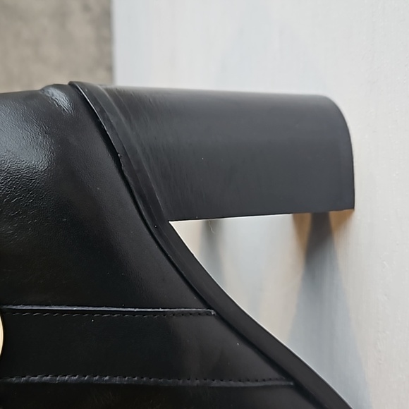 Napoleoni Black Italian Leather Knee High Block Heel Boots 38 /7.5 - Picture 4 of 10